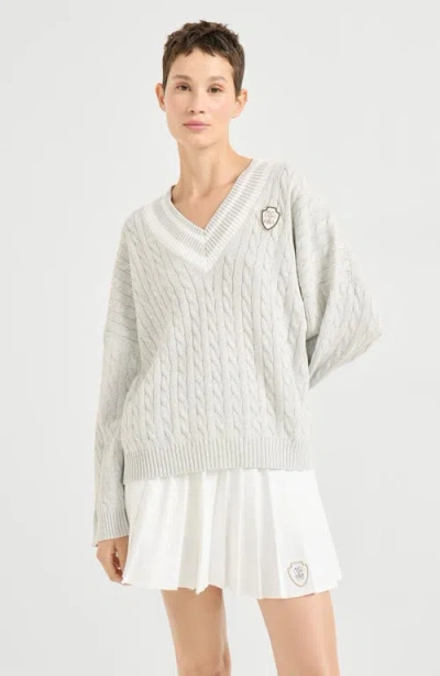 Brunello Cucinelli Cotton Cable Knit Sweater Sweaters And Cardigans Gray In Gray