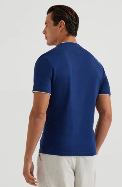 Brunello Cucinelli T-shirt With Faux-layering In Blue