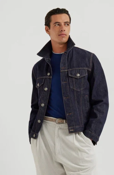 Brunello Cucinelli T-shirt With Faux-layering In Blue