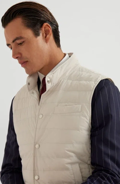 Brunello Cucinelli Men Water-resistant Microfiber Lightweight Down Vest In White
