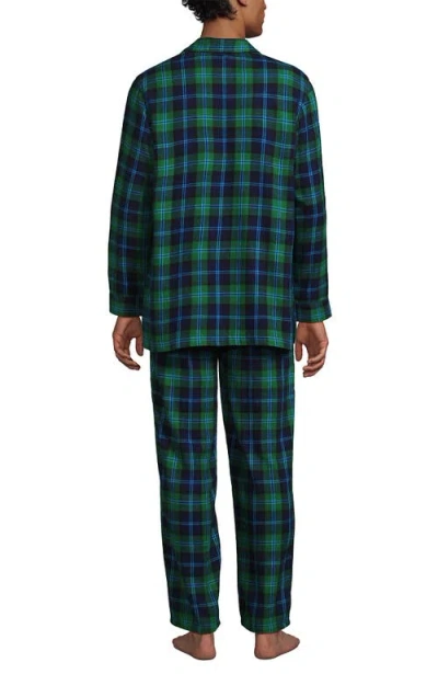 Lands' End Flannel Pajama Set In Green