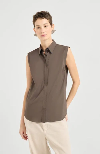 Brunello Cucinelli Women Sleeveless Shirt In Brown