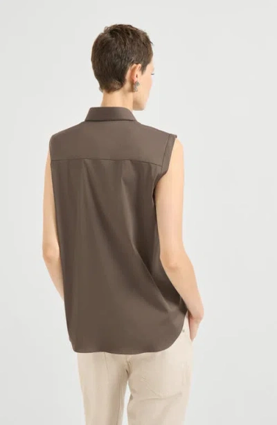 Brunello Cucinelli Women Sleeveless Shirt In Brown