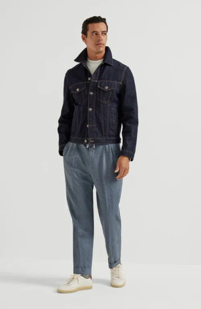 Brunello Cucinelli Trousers With Double Pleats And Drawstring In Blue