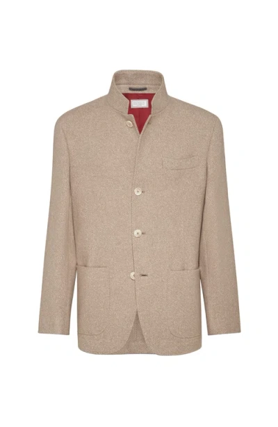 Brunello Cucinelli Stand-up Collar Pocket Blazer In Neutral