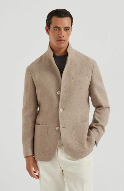 Brunello Cucinelli Stand-up Collar Pocket Blazer In Neutral