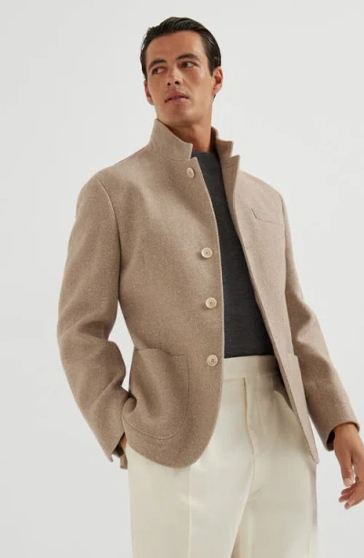 Brunello Cucinelli Stand-up Collar Pocket Blazer In Neutral