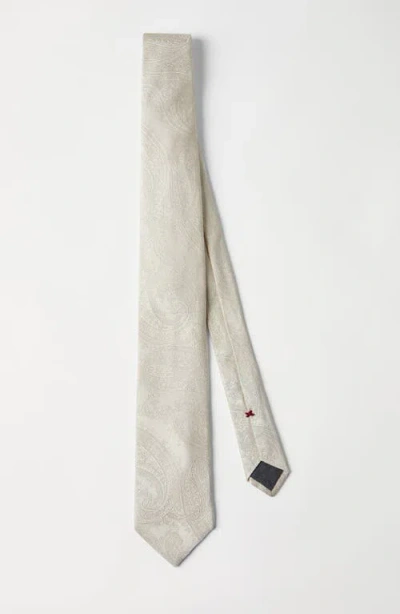 Brunello Cucinelli Paisley Silk Tie In Neutral