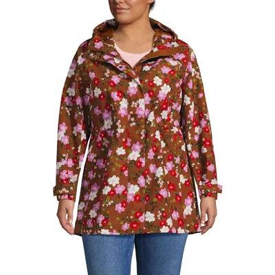 Lands' End Plus Size Squall Hooded Waterproof Print Raincoat In Multi