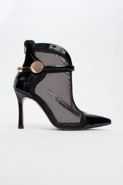 Prologue Shoes Grove Patent Back Zip High Heel Mesh Boot In Multi