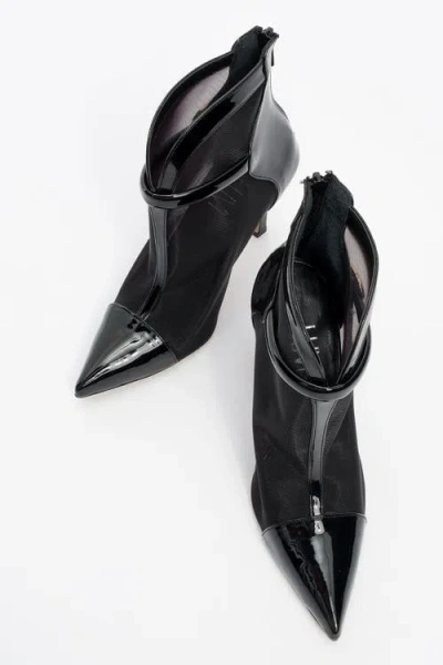 Prologue Shoes Grove Patent Back Zip High Heel Mesh Boot In Multi