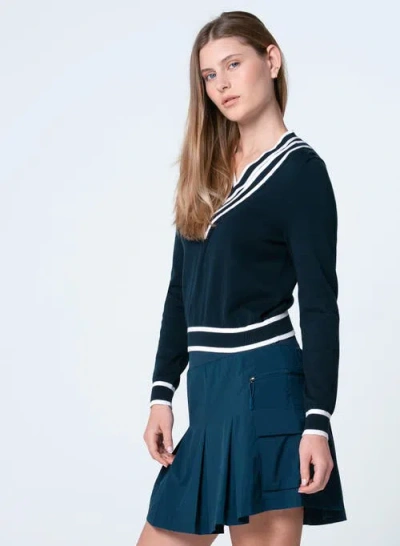 Lucky In Love Victory V-neck Sweater In Blue