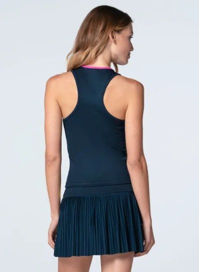 Lucky In Love Racer Rib Tank In Blue