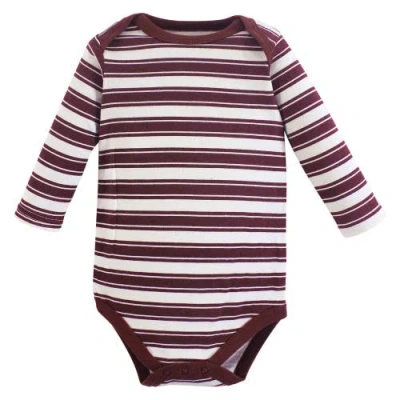 Hudson Baby Cotton Long-sleeve Bodysuit 3pk In Brown