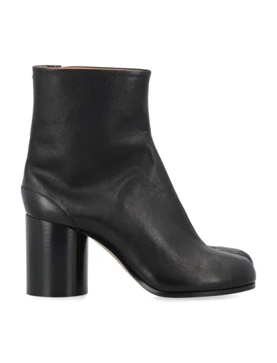 Maison Margiela Ankle Boots In Premium Sheepskin Leather With Unique Toe Design And Chunky Heel In Black