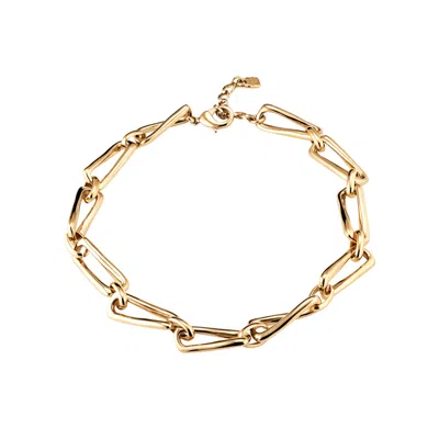 Unode50 Structured Square Link Necklace In Gold