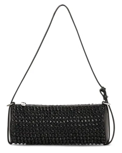 Walter Baker Quinn Knot Leather Barrel Shoulder Bag In Black