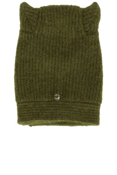 Coperni Knitted Horn Beanie In Green