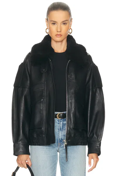 Agolde Avril Oversized Leather Jacket In Black