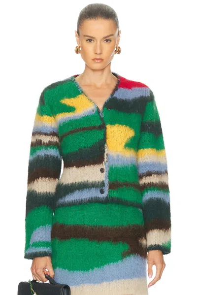 The Elder Statesman Alpaca And Wool Cardigan In Green