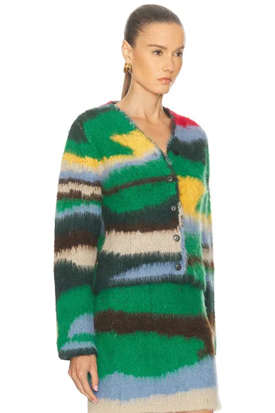 The Elder Statesman Alpaca And Wool Cardigan In Green