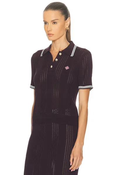 Casablanca Cotton Knit Polo Shirt In Purple