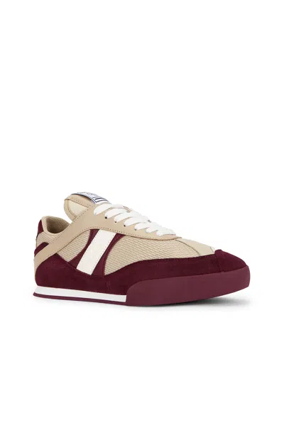 Chloé Kick Mixed Leather Retro Low-top Sneakers In Burgundy