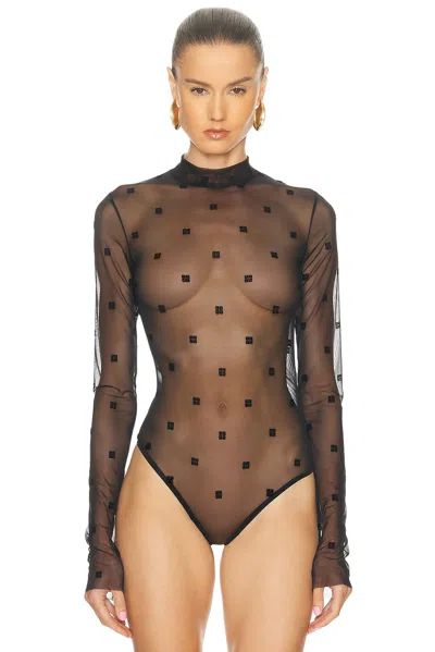Givenchy Sheer Long Sleeve Bodysuit In Black