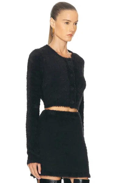 Helmut Lang Cropped Eyelash Cardigan In Black