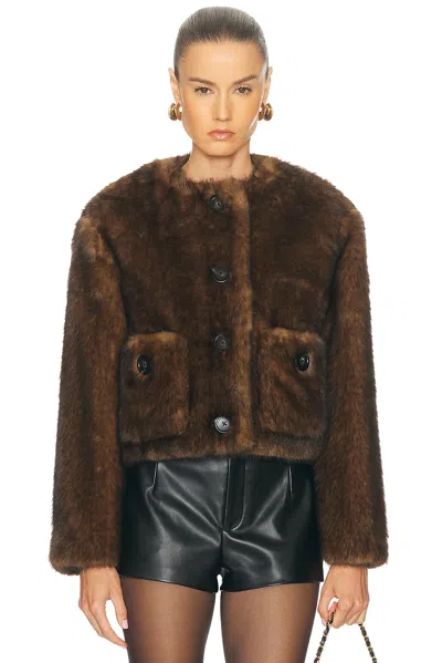 Marc Jacobs Patch-pocket Faux-fur Jacket In Brown
