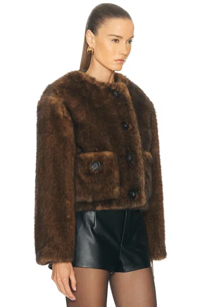 Marc Jacobs Patch-pocket Faux-fur Jacket In Brown