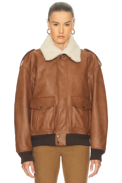 Saint Laurent Bomber Jacket In Hammered Leather And Shearling In Multi