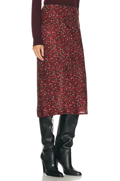 Saint Laurent Printed Cotton-silk Midi Skirt In Red