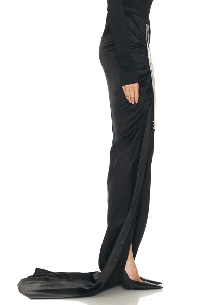 Rick Owens Draped Drawstring Maxi Ruched Side Slit In Black
