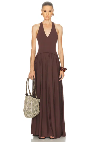 Solid & Striped The Maggie Crossback Maxi Dress In Brown