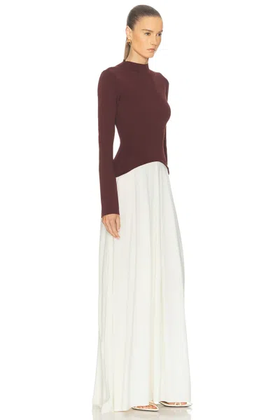 Solid & Striped The Soglio Long Sleeve Maxi Swetter Dress In Brown