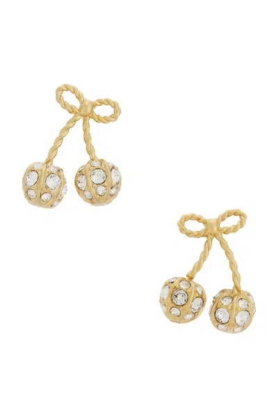 Valentino Womens Oro Crystal Cherryfic Metal And Swarovski Crystal Earrings In Gold