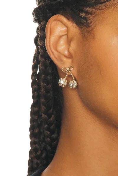 Valentino Womens Oro Crystal Cherryfic Metal And Swarovski Crystal Earrings In Gold