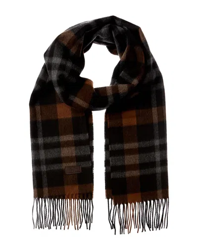 Hickey Freeman Exploded Plaid Cashmere Scarf In Brown