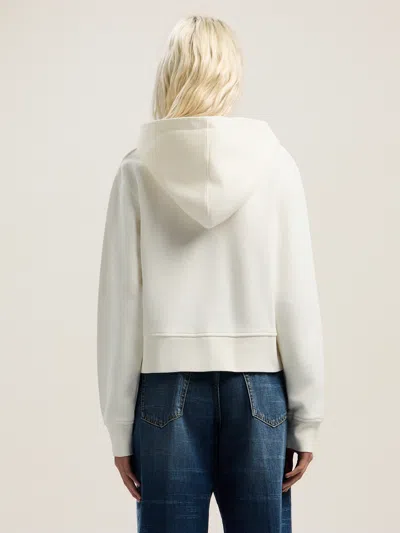 Palm Angels White Cotton Hooded Sweatshirt In Multi