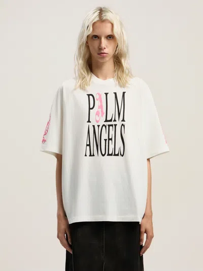 Palm Angels T-shirt With Pa Print On The Front In White