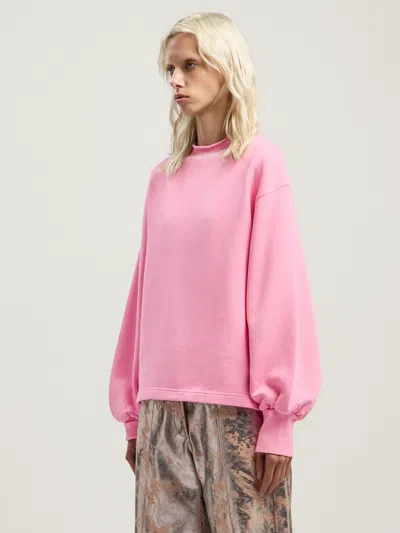 Palm Angels Curved Logo Collar Balloon Sweatshirt In White