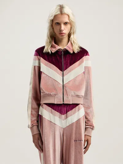 Palm Angels Colour-block Chenille Track Jacket In Pink