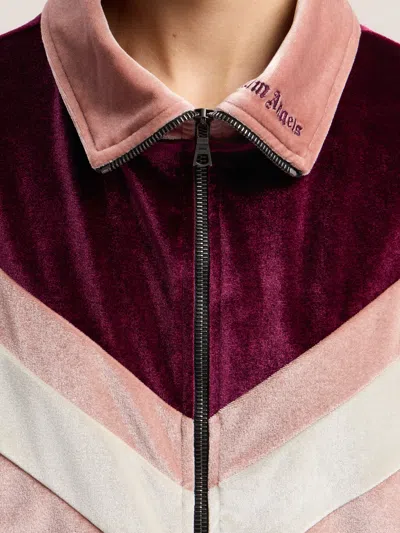 Palm Angels Colour-block Chenille Track Jacket In Pink
