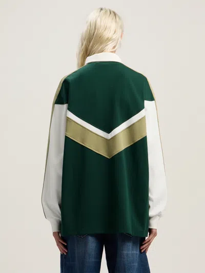 Palm Angels Monogram Colourblock Polo Shirt In Green