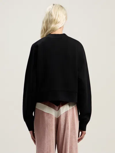 Palm Angels Cropped Black And Fuchsia Graphic Sweatshirt