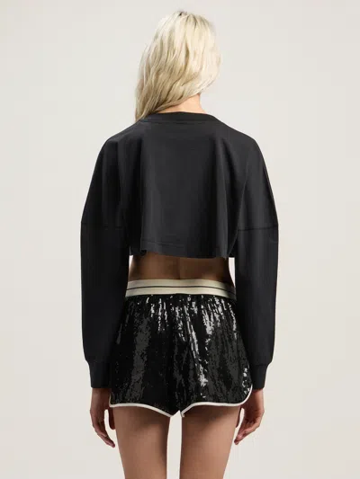 Palm Angels Curved Logo Printed Cropped Top In Black