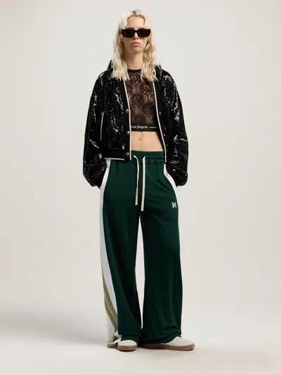 Palm Angels Classic Logo Lace Top In Green