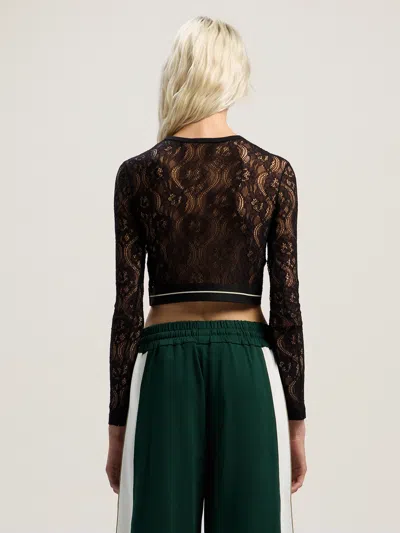 Palm Angels Classic Logo Lace Top In Green