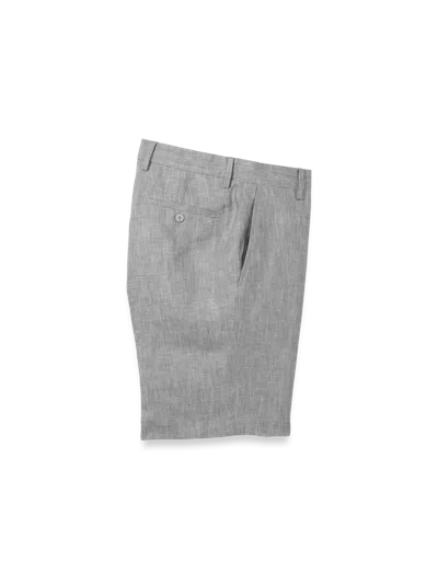 Paul Fredrick Linen Chambray Twill Flat Front Shorts In Gray